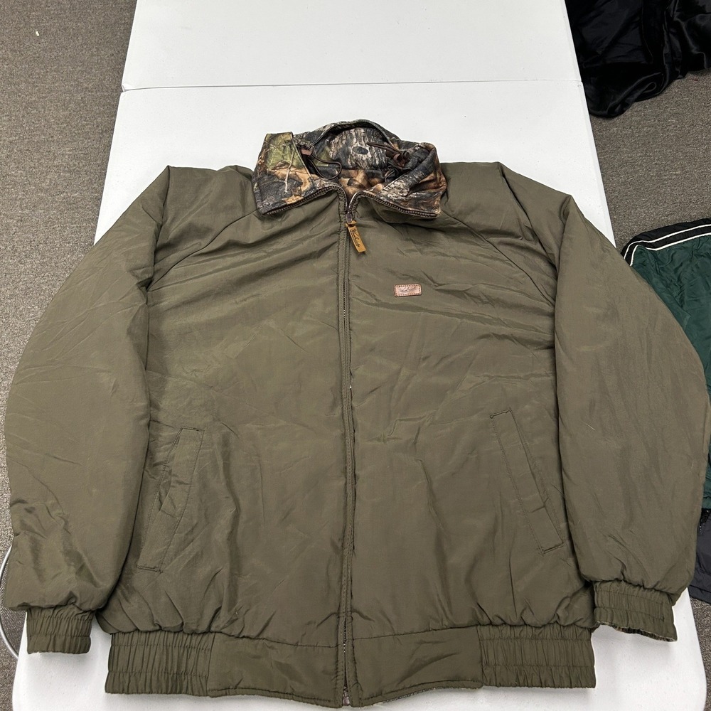 Woolrich Reversible Jacket Mens L Green Mossy Oak Camo Thermore Insulated E1